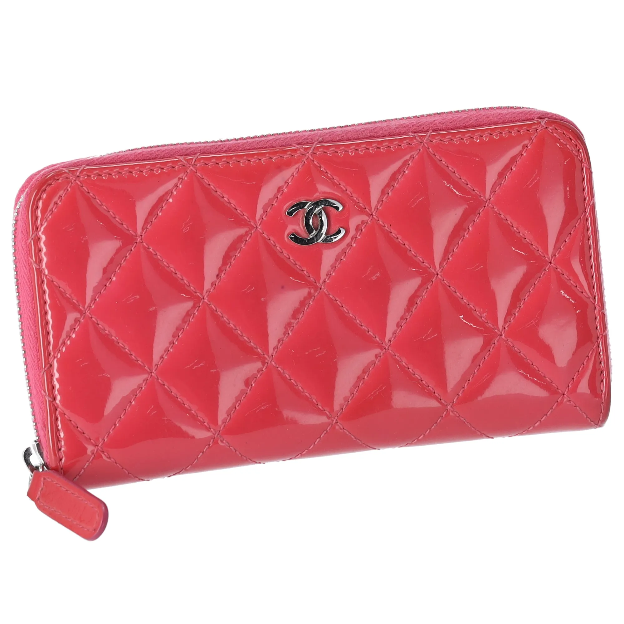 CHANEL Mateless Medium Zip Around Wallet Pink Quilted Patent Leather sold by Gaby's Bags product image thumbnail 2