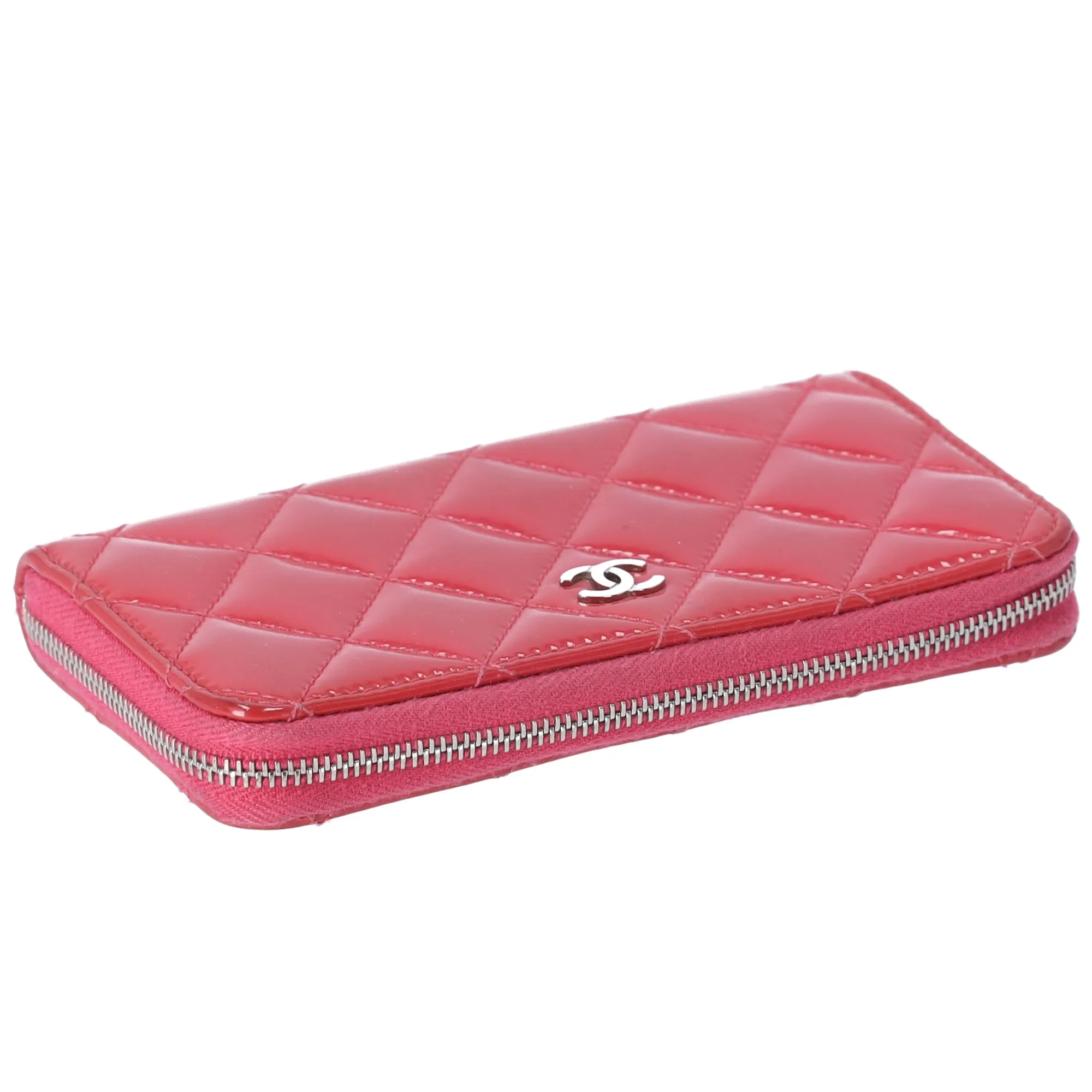 CHANEL Mateless Medium Zip Around Wallet Pink Quilted Patent Leather sold by Gaby's Bags product image thumbnail 4