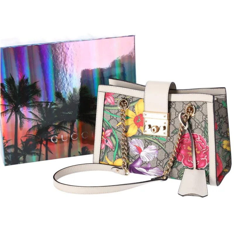GUCCI Padlock GG Small Shoulder Bag 498156 Beige Cream Floral sold by Gaby's Bags