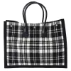 Saint Laurent Rive Gauche Tote Bag 499290 Black White Plaid Wool Leather sold by Gaby's Bags