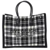 Saint Laurent Rive Gauche Tote Bag 499290 Black White Plaid Wool Leather sold by Gaby's Bags