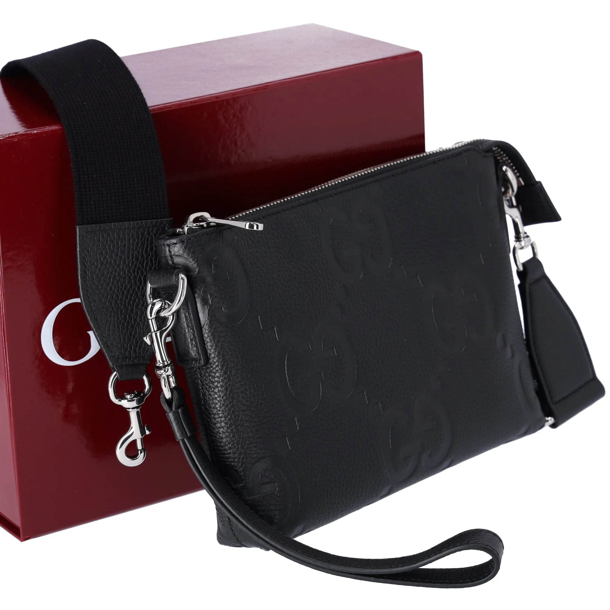 GUCCI Jumbo GG Small Messenger Bag Shoulder Bag 761747 Black Leather sold by Gaby's Bags product image thumbnail 3