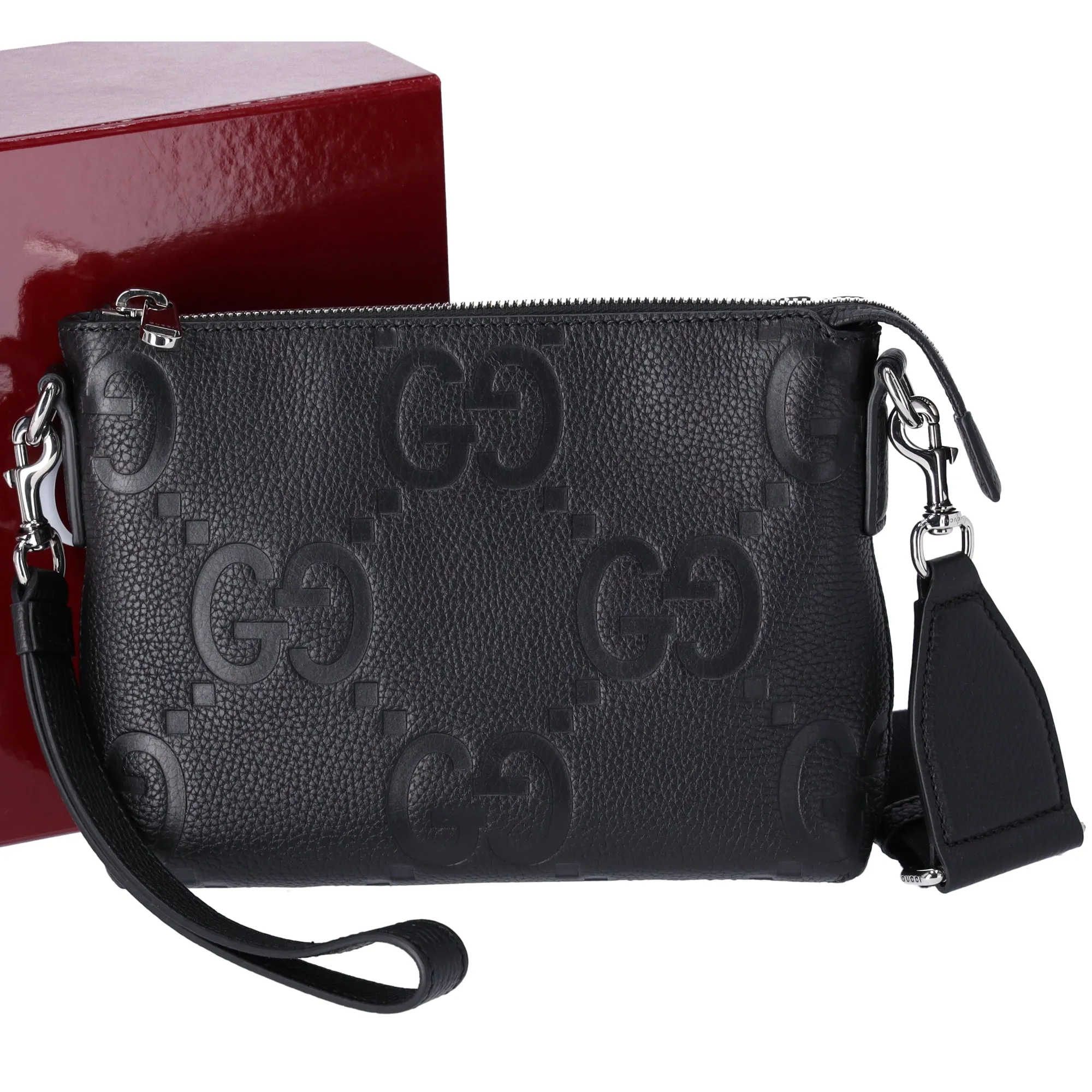 GUCCI Jumbo GG Small Messenger Bag Shoulder Bag 761747 Black Leather sold by Gaby's Bags