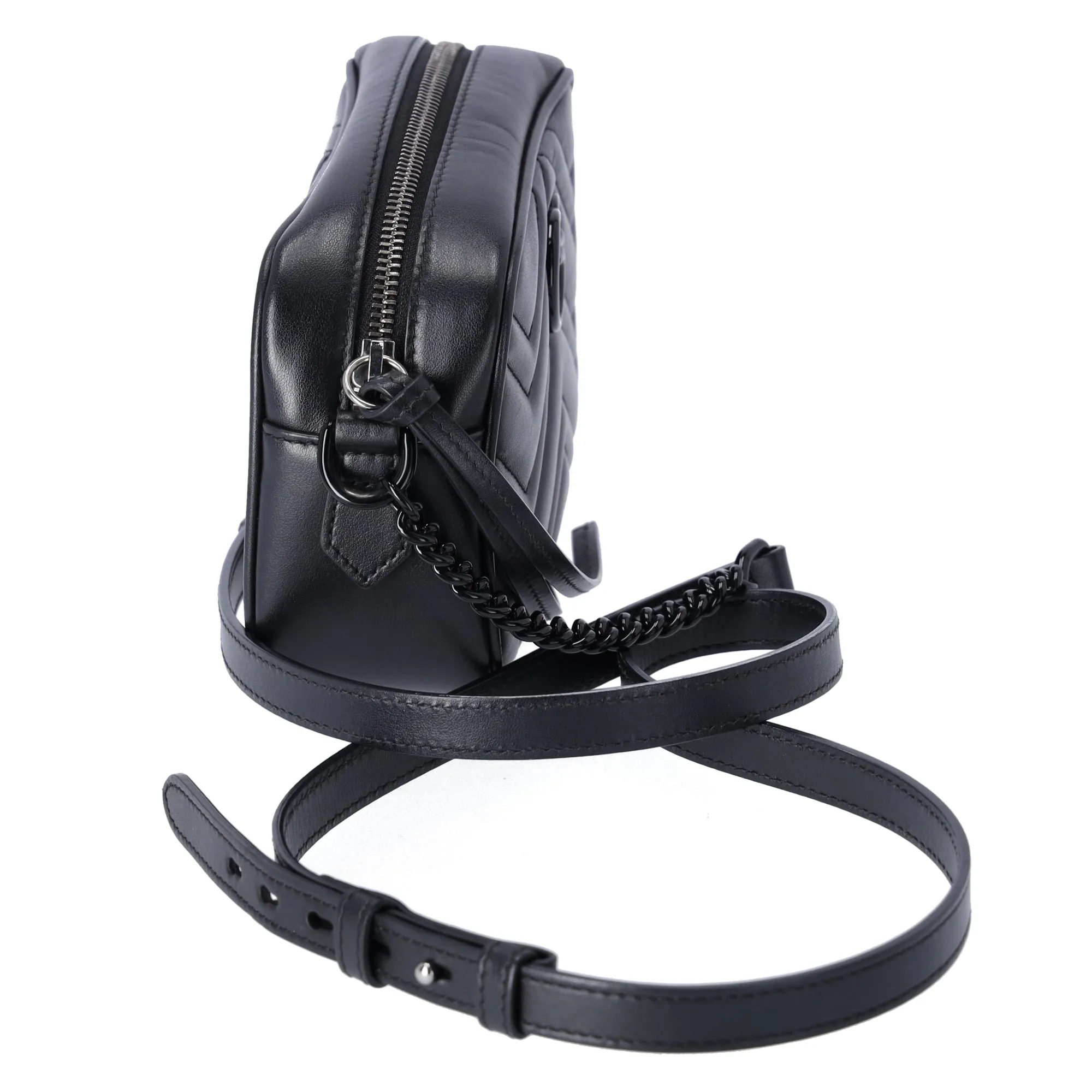 GUCCI GG Marmont Mini Shoulder Bag Crossbody 634936 Black on Black sold by Gaby's Bags product image thumbnail 5