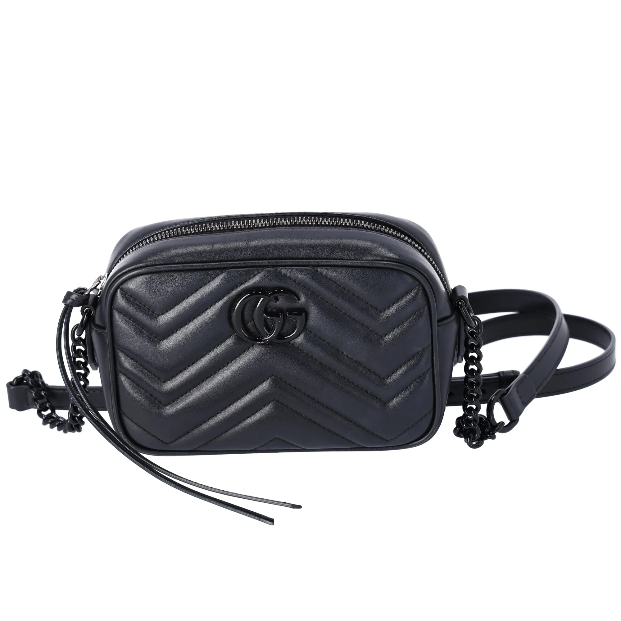 GUCCI GG Marmont Mini Shoulder Bag Crossbody 634936 Black on Black sold by Gaby's Bags product image thumbnail 2