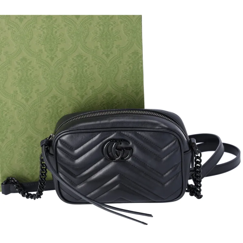 GUCCI GG Marmont Mini Shoulder Bag Crossbody 634936 Black on Black sold by Gaby's Bags