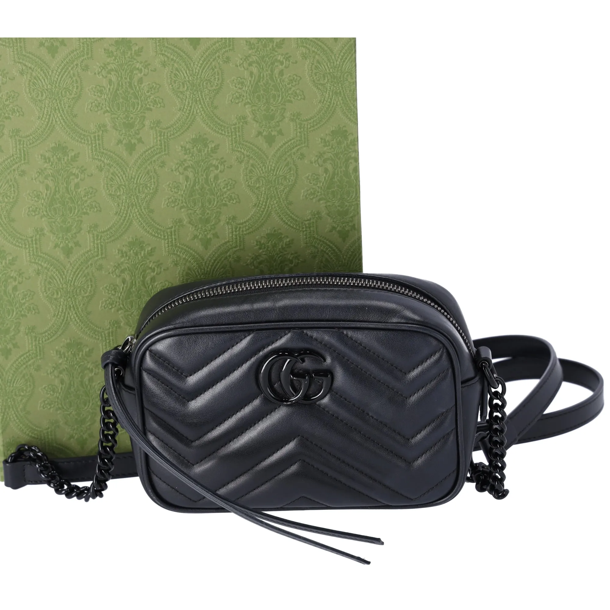 GUCCI GG Marmont Mini Shoulder Bag Crossbody 634936 Black on Black sold by Gaby's Bags