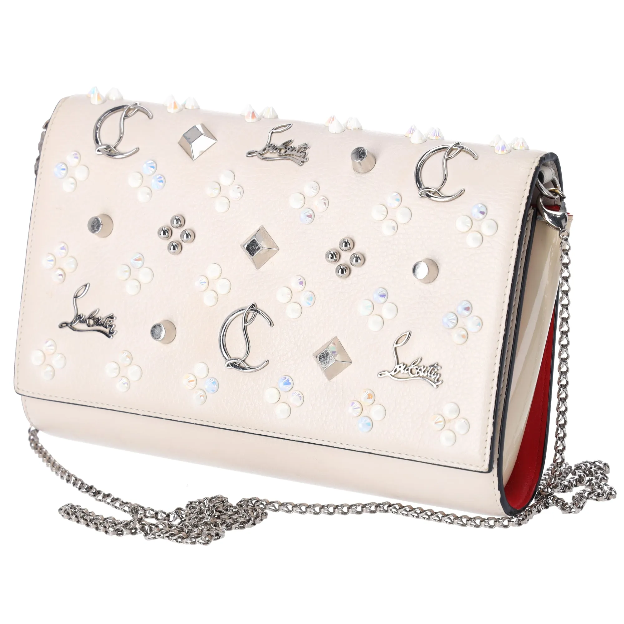 Christian Louboutin Paloma Clutch Crossbody Beige Studded Leather sold by Gaby's Bags product image thumbnail 4