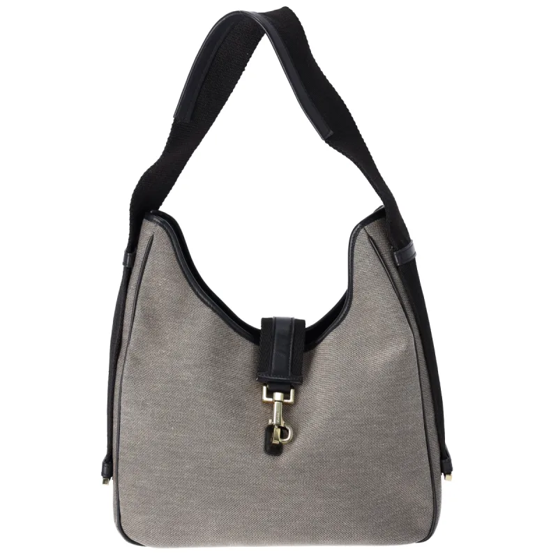 GUCCI Jackie Shoulder Bag 92735 Beige Gray Black Canvas Leather sold by Gaby's Bags