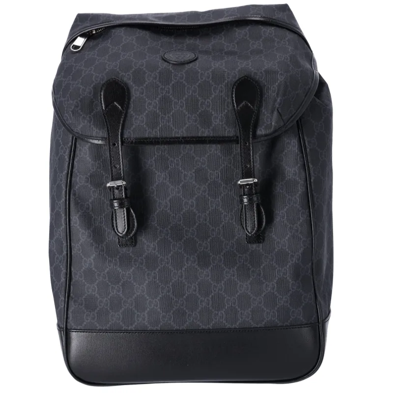 GUCCI Interlocking G Medium Backpack 696013 Dark Gray Black PVC Leather sold by Gaby's Bags