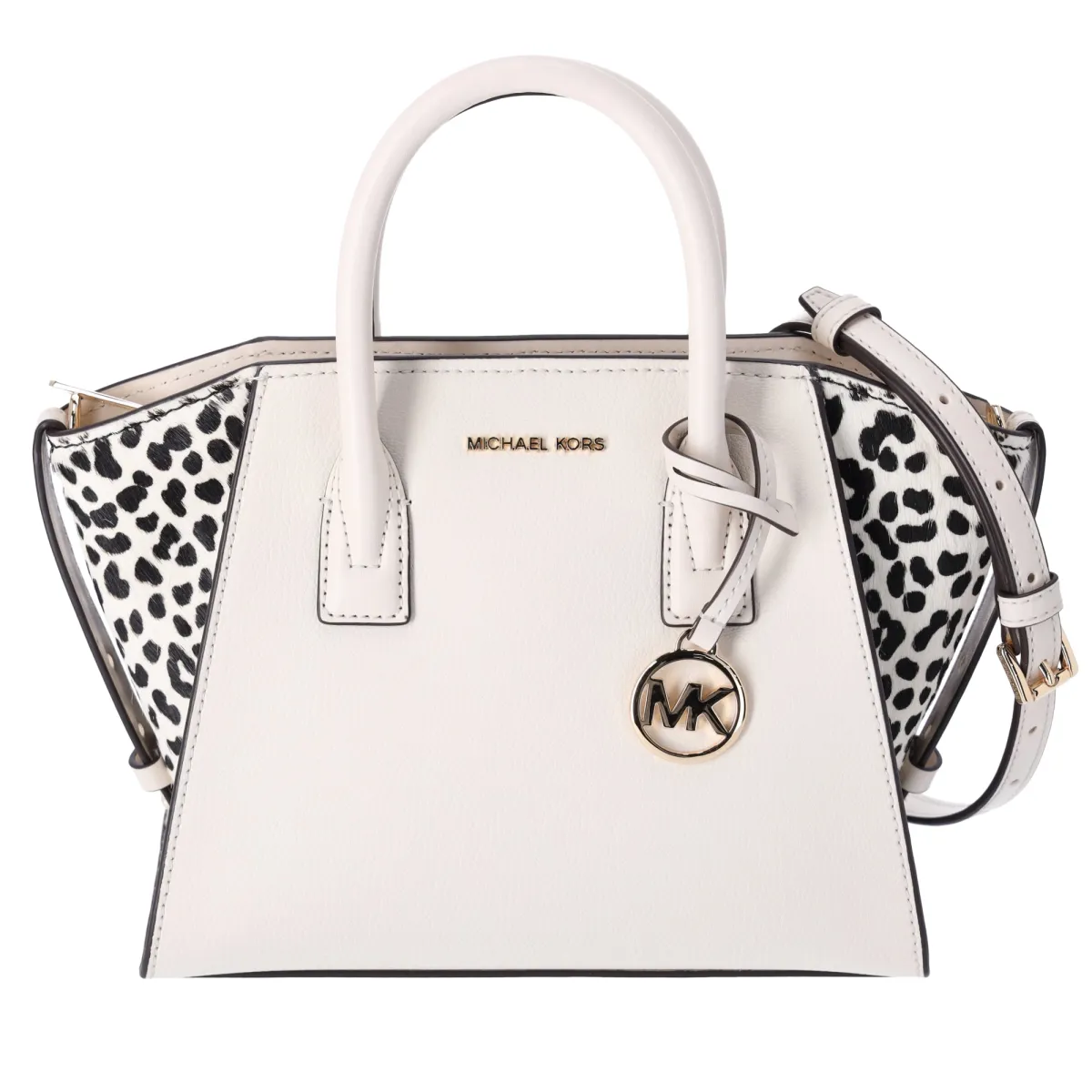 Michael Kors Avril Small Leather Cheetah Print Calf Hair Satchel Light Cream sold by Gaby's Bags