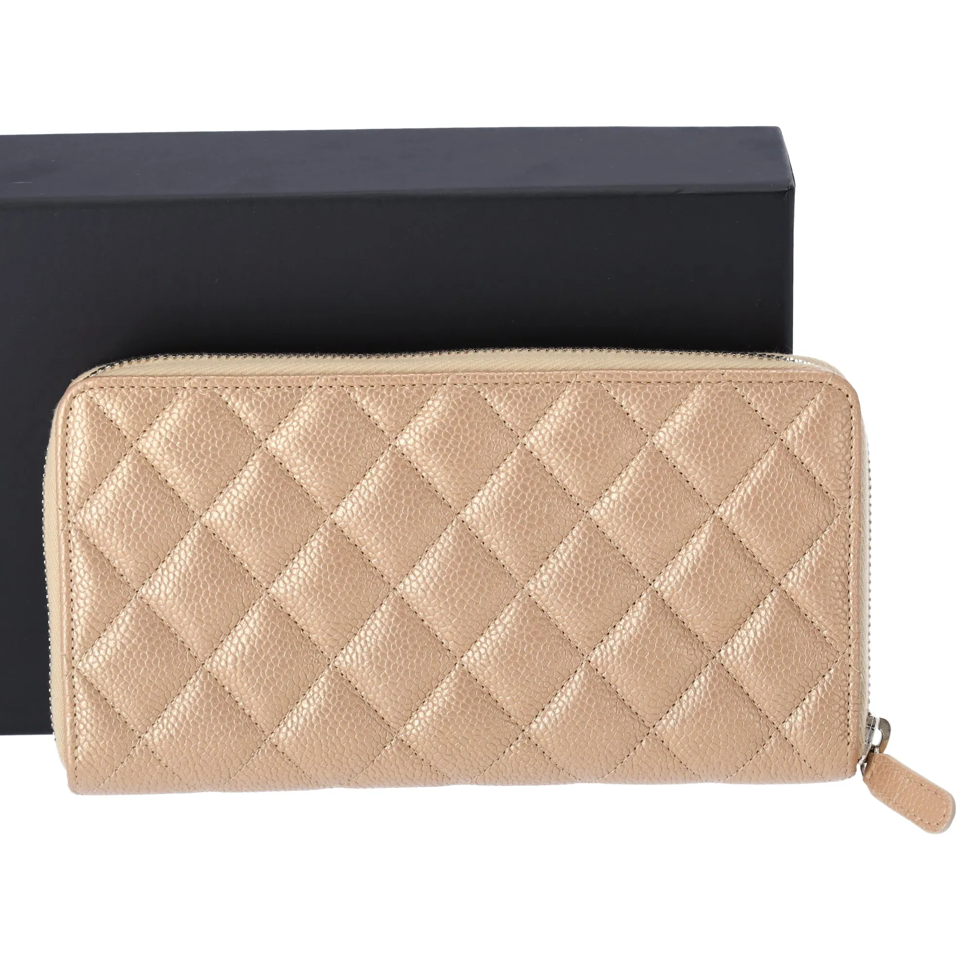 CHANEL Matelasse Classic Quilted Long Zip Around Wallet Gold Caviar Leather sold by Gaby's Bags product image thumbnail 2
