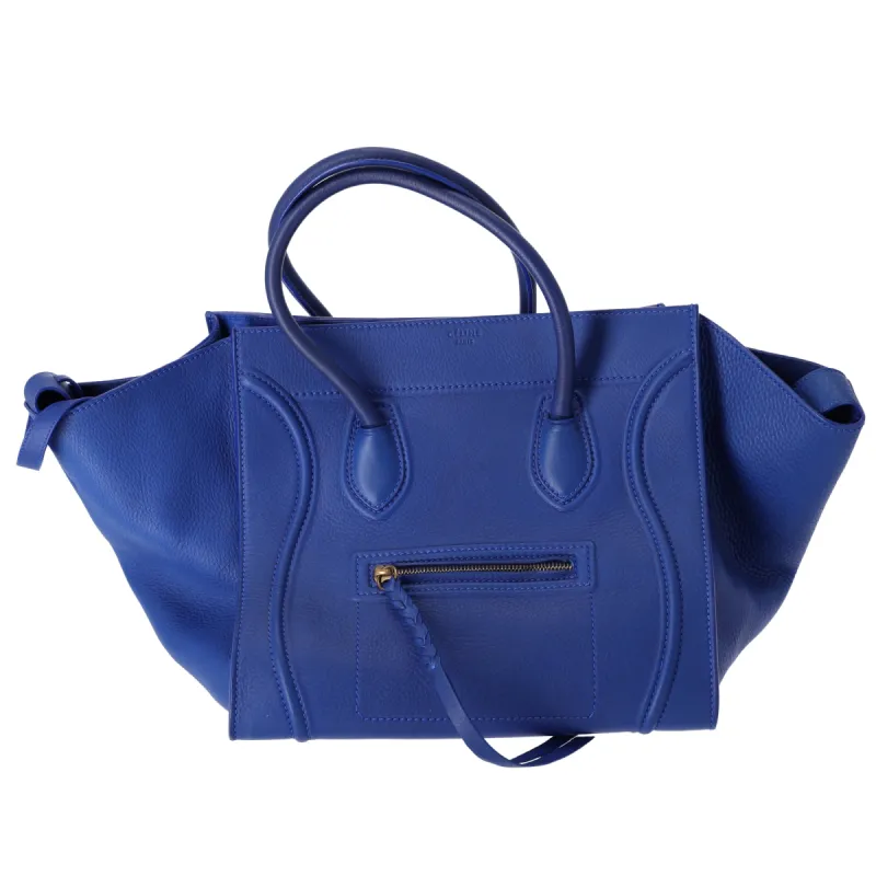 CELINE Luggage Small Square Phantom Tote Bag Blue Leather sold by Gaby's Bags