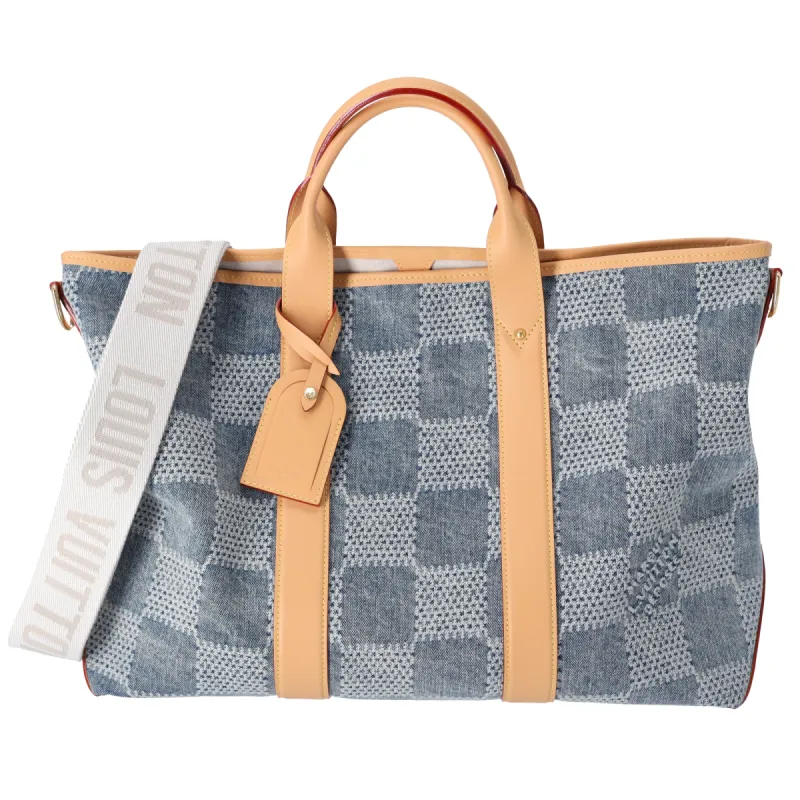 Louis Vuitton Weekend Tote NM Damier Denim Tote Bag N40702 Blue sold by Gaby's Bags