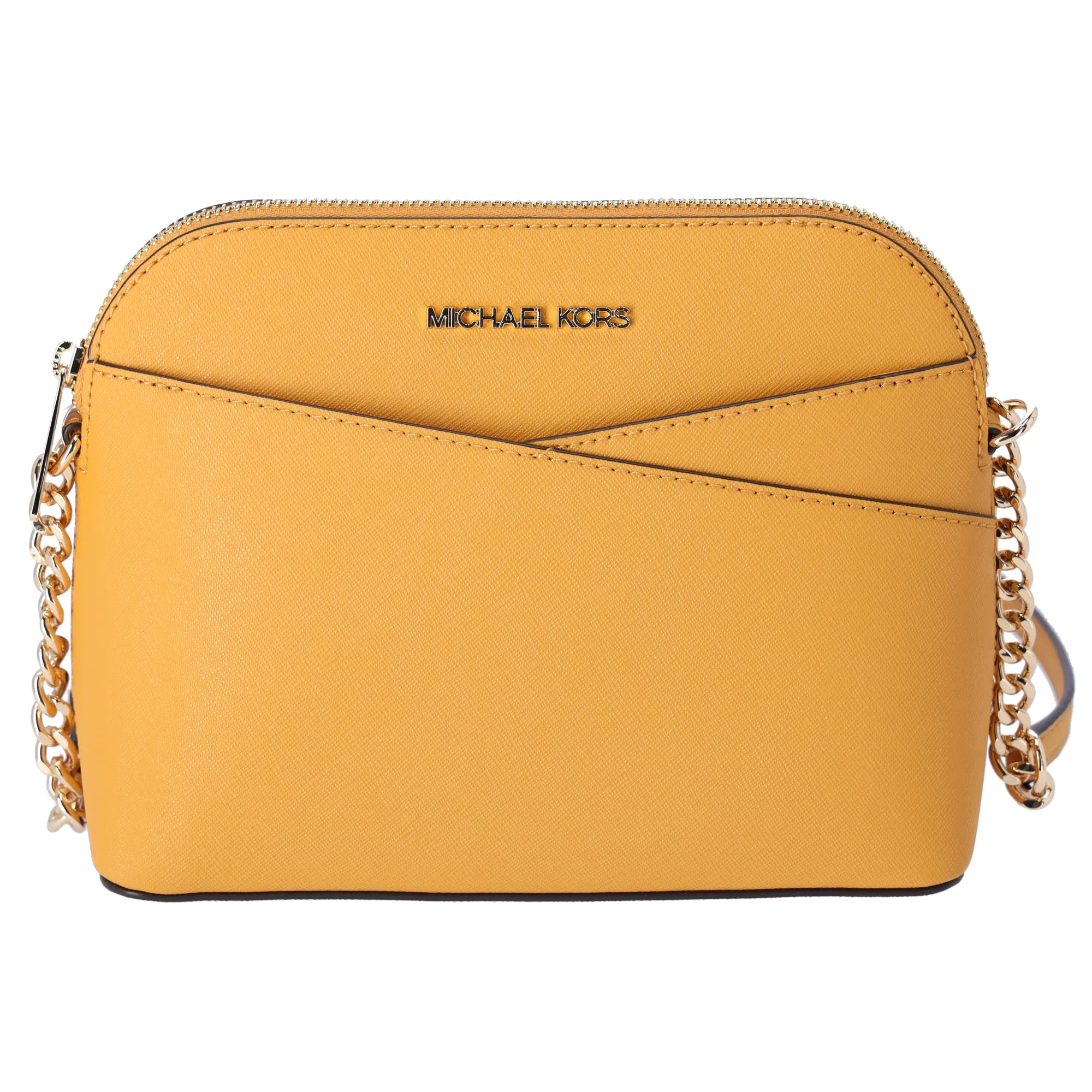 Michael Kors Jet Set Travel Medium Dome Crossbody Bag Gold Rod Yellow Leather sold by Gaby's Bags product image thumbnail 5