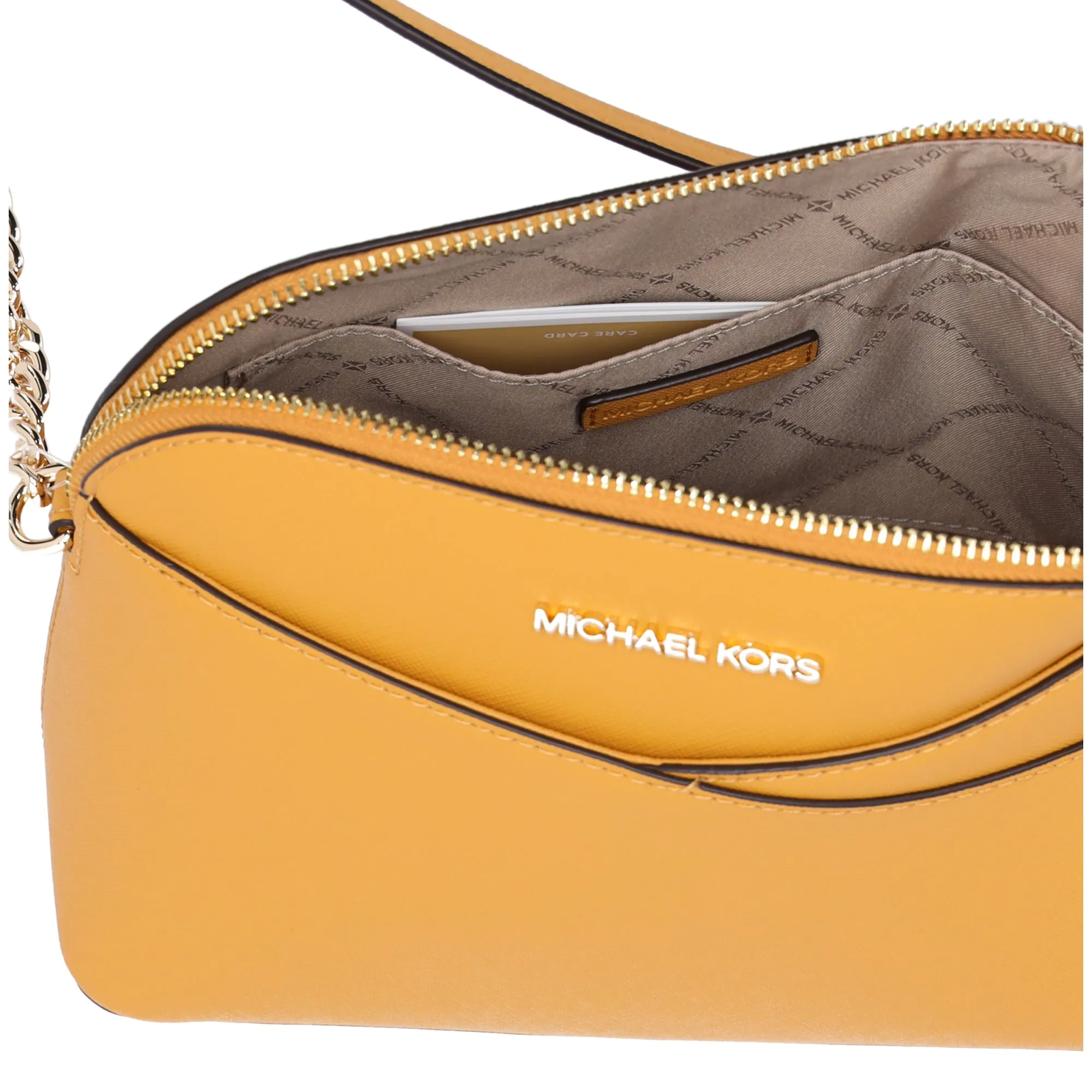 Michael Kors Jet Set Travel Medium Dome Crossbody Bag Gold Rod Yellow Leather sold by Gaby's Bags product image thumbnail 4