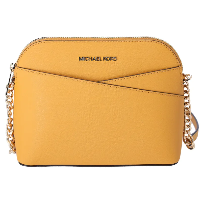 Michael Kors Jet Set Travel Medium Dome Crossbody Bag Gold Rod Yellow Leather sold by Gaby's Bags