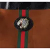 Gucci Rajah Tiger Head Large Chain Tote Suede Brown Suede sold by Gaby's Bags