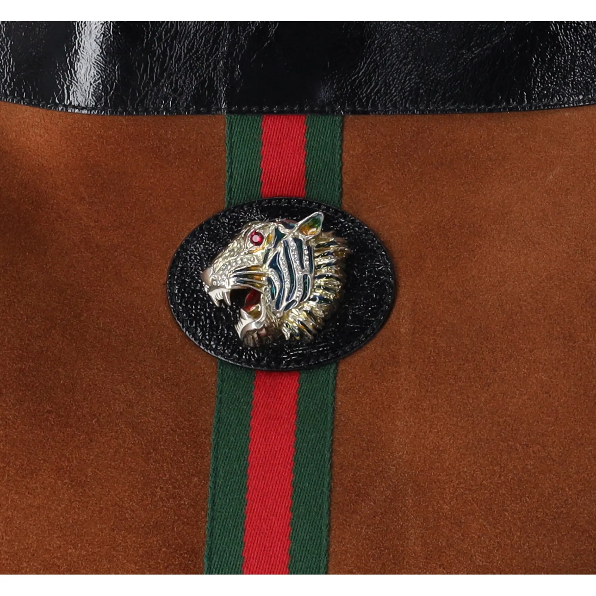Gucci Rajah Tiger Head Large Chain Tote Suede Brown Suede sold by Gaby's Bags product image thumbnail 2