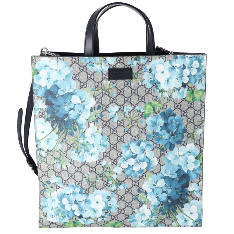GUCCI GG Blooms Tote Bag 546325 Dark Navy Beige Multi PVC Leather sold by Gaby's Bags