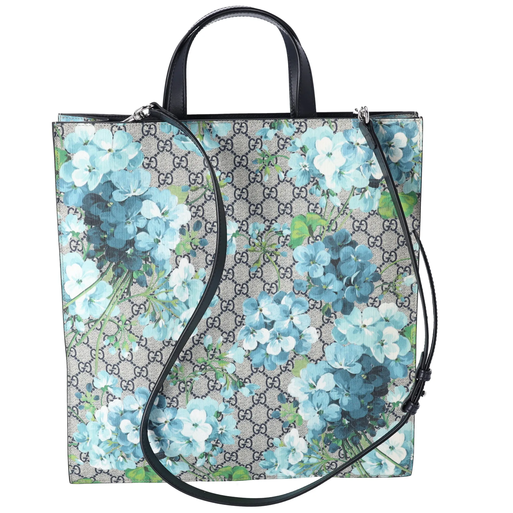 GUCCI GG Blooms Tote Bag 546325 Dark Navy Beige Multi PVC Leather sold by Gaby's Bags product image thumbnail 3