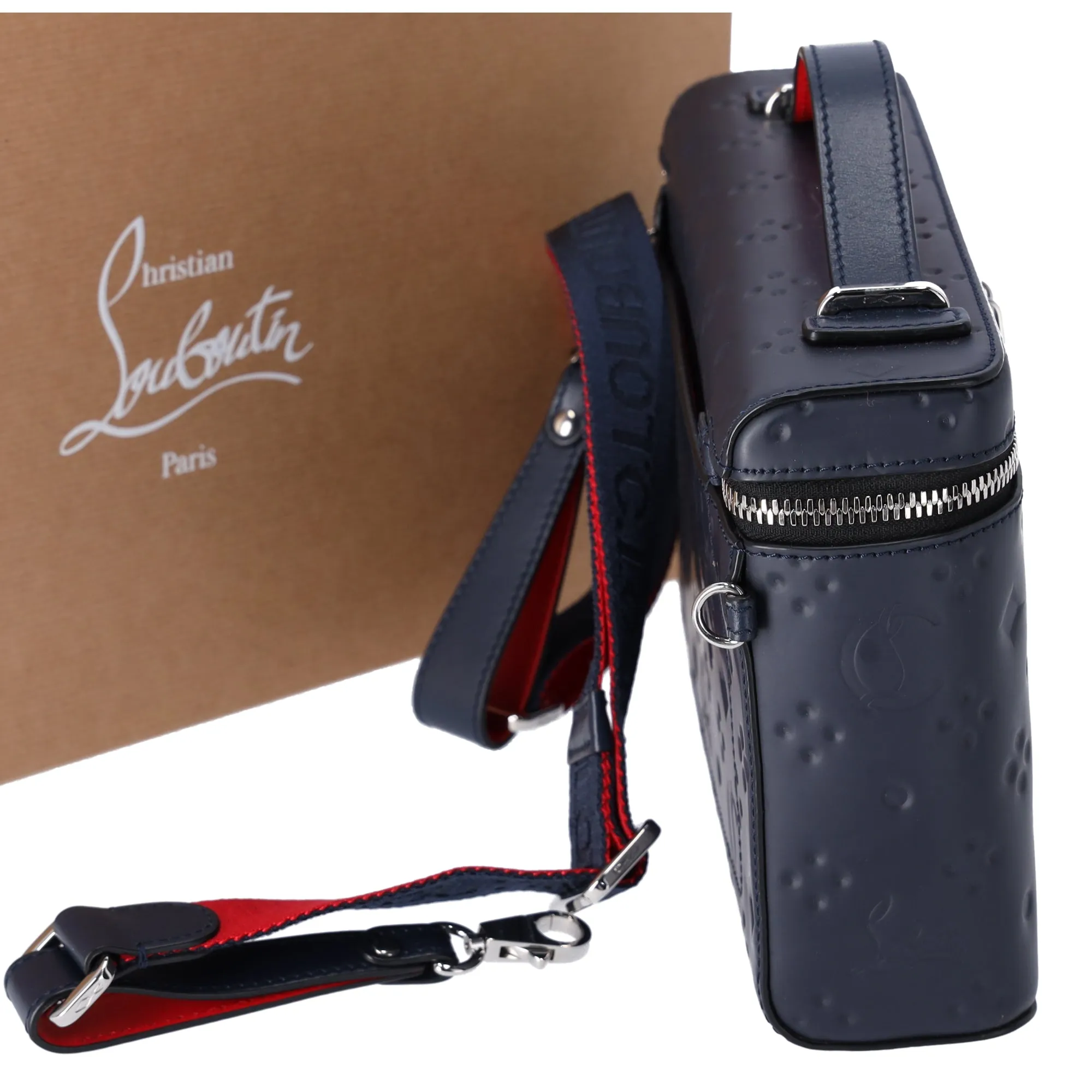 Christian Louboutin Kipi Pouch Messenger Handbag 1205265 Navy Leather sold by Gaby's Bags product image thumbnail 4