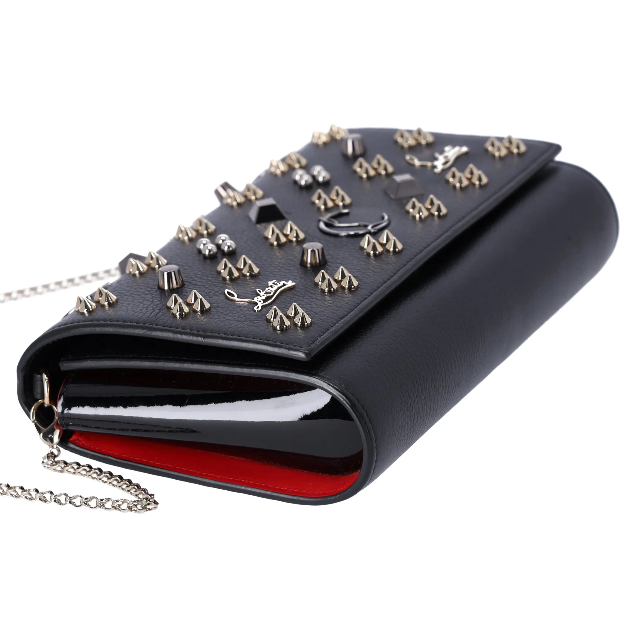 Christian Louboutin Paloma Clutch Bag Black Gold Silver Leather Patent Leather sold by Gaby's Bags product image thumbnail 5