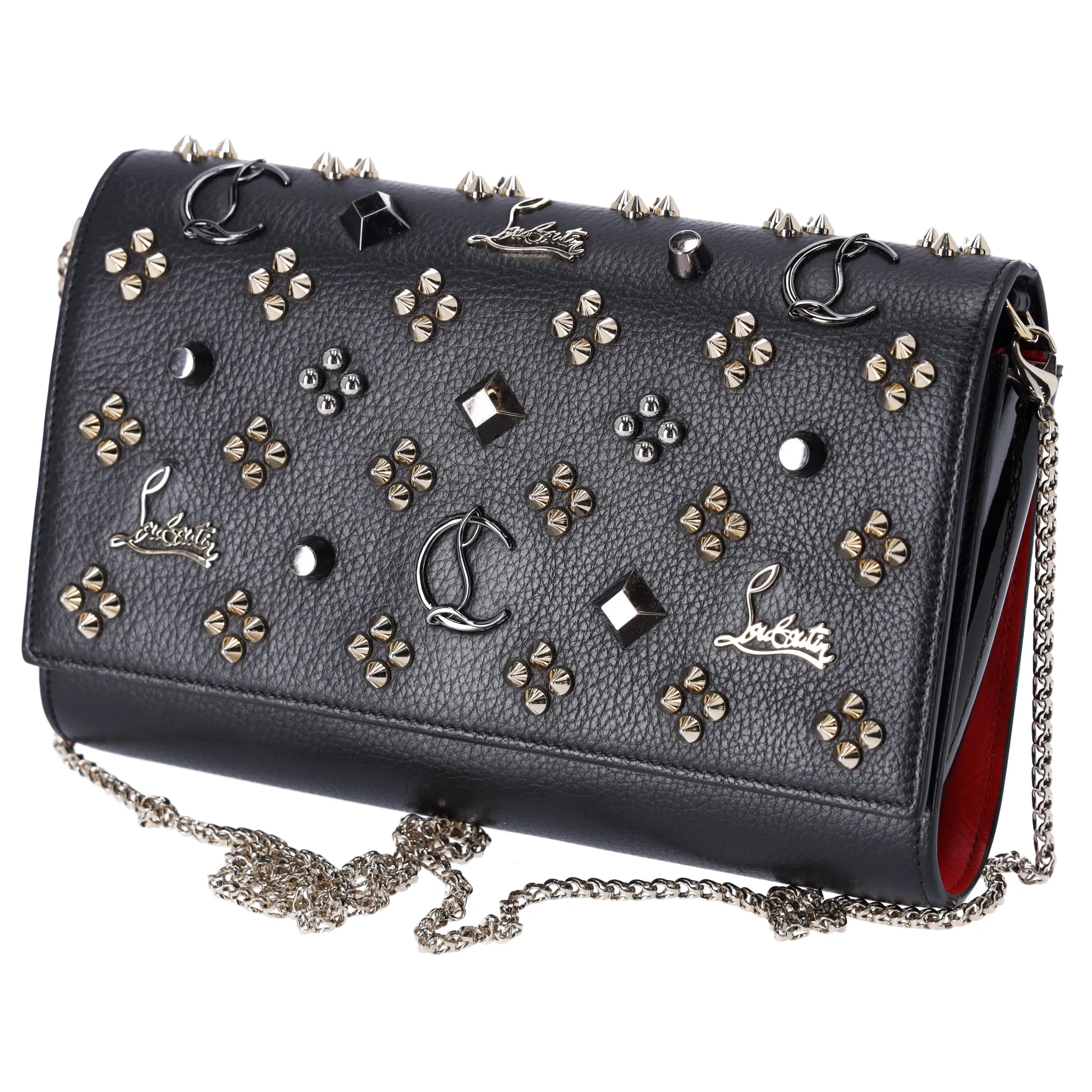 Christian Louboutin Paloma Clutch Bag Black Gold Silver Leather Patent Leather sold by Gaby's Bags product image thumbnail 2