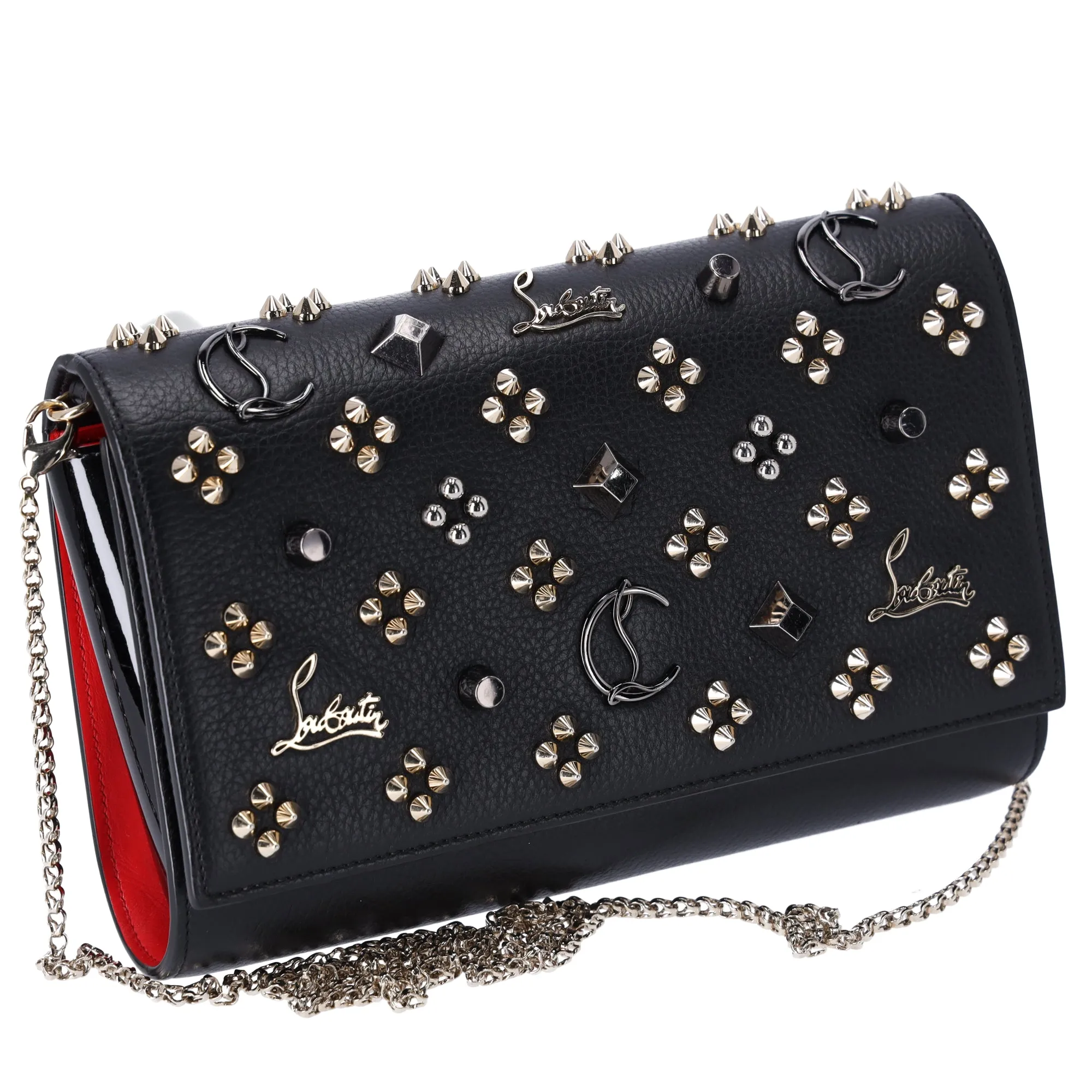 Christian Louboutin Paloma Clutch Bag Black Gold Silver Leather Patent Leather sold by Gaby's Bags product image thumbnail 3