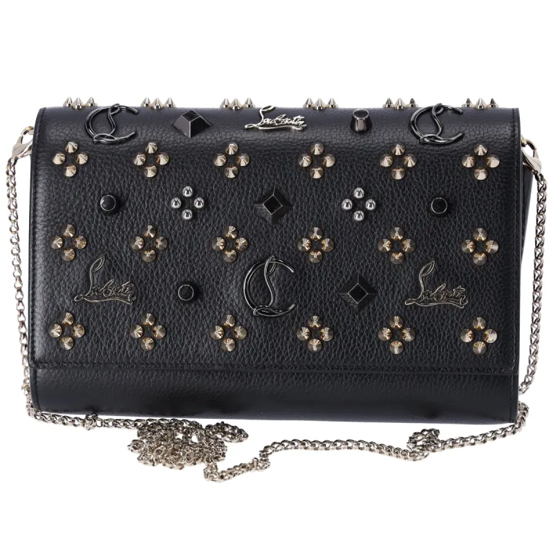 Christian Louboutin Paloma Clutch Bag Black Gold Silver Leather Patent Leather made by Christian Louboutin