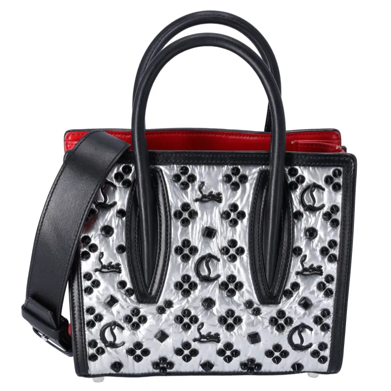 Christian Louboutin Paloma S Mini Handbag Black Silver Red Leather Nylon sold by Gaby's Bags