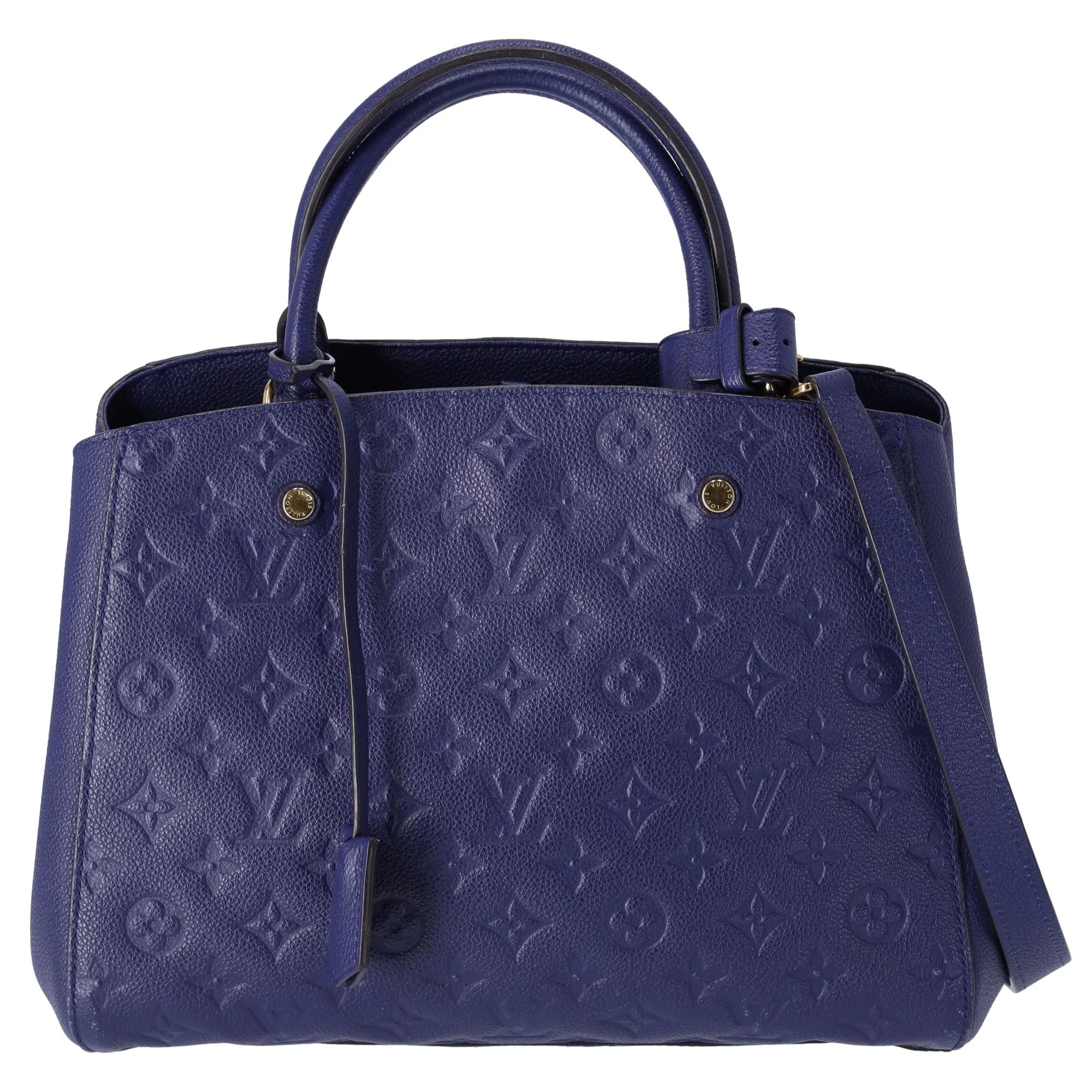 Louis Vuitton Montaigne MM Monogram Empreinte Handbag M41309 Iris Blue sold by Gaby's Bags