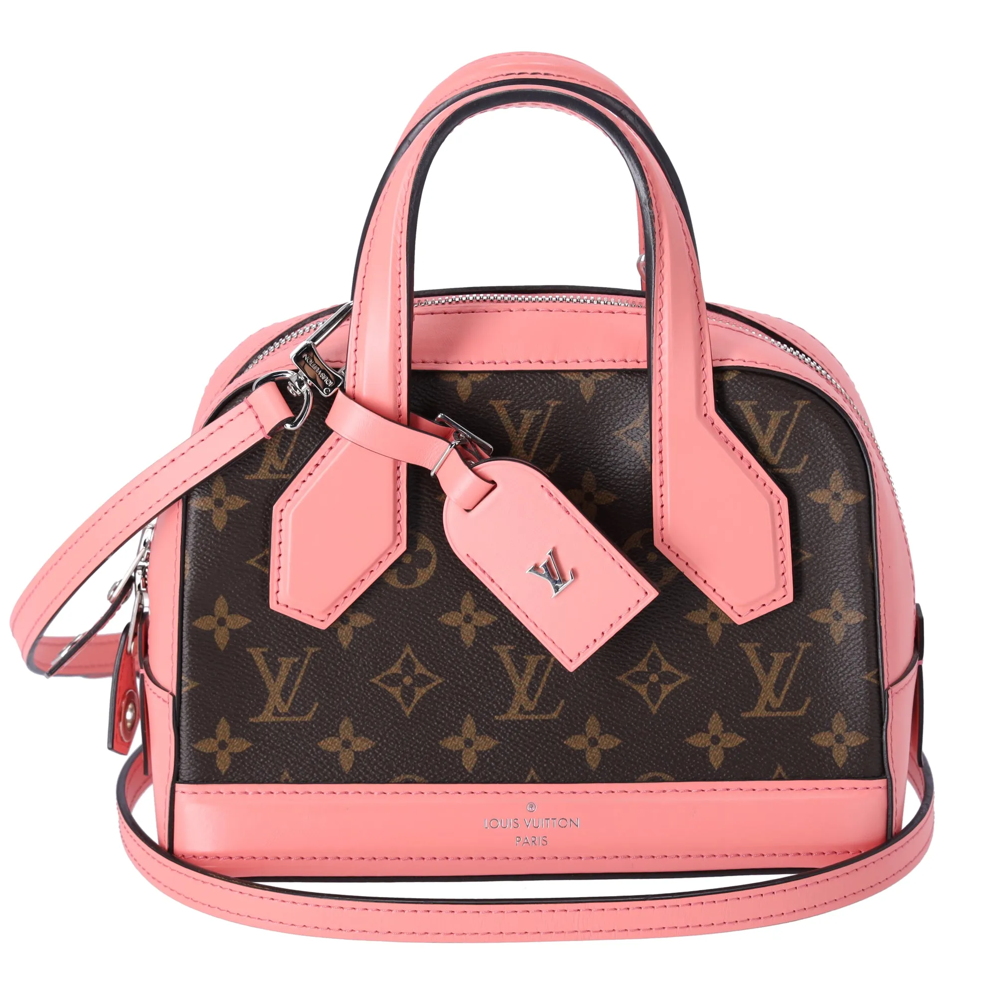 Louis Vuitton Dora Mini Monogram Handbag M41686 Rose Pink Brown Canvas sold by Gaby's Bags