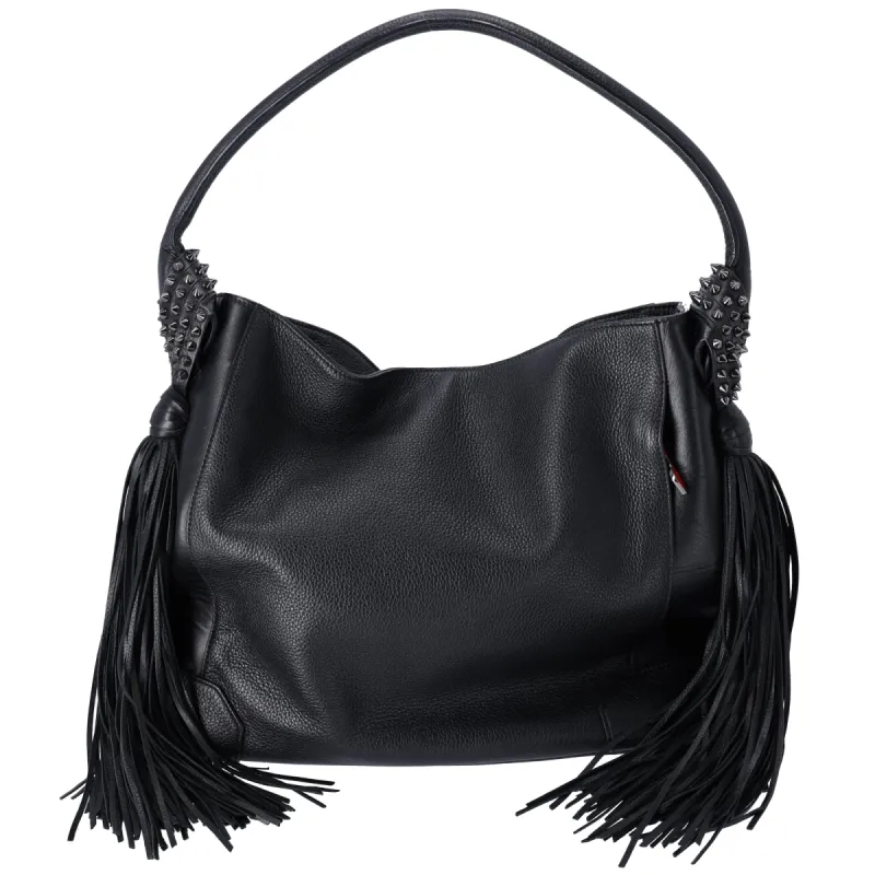 Christian Louboutin Eloise Hobo Shoulder Bag Black Leather Studded Tassle sold by Gaby's Bags