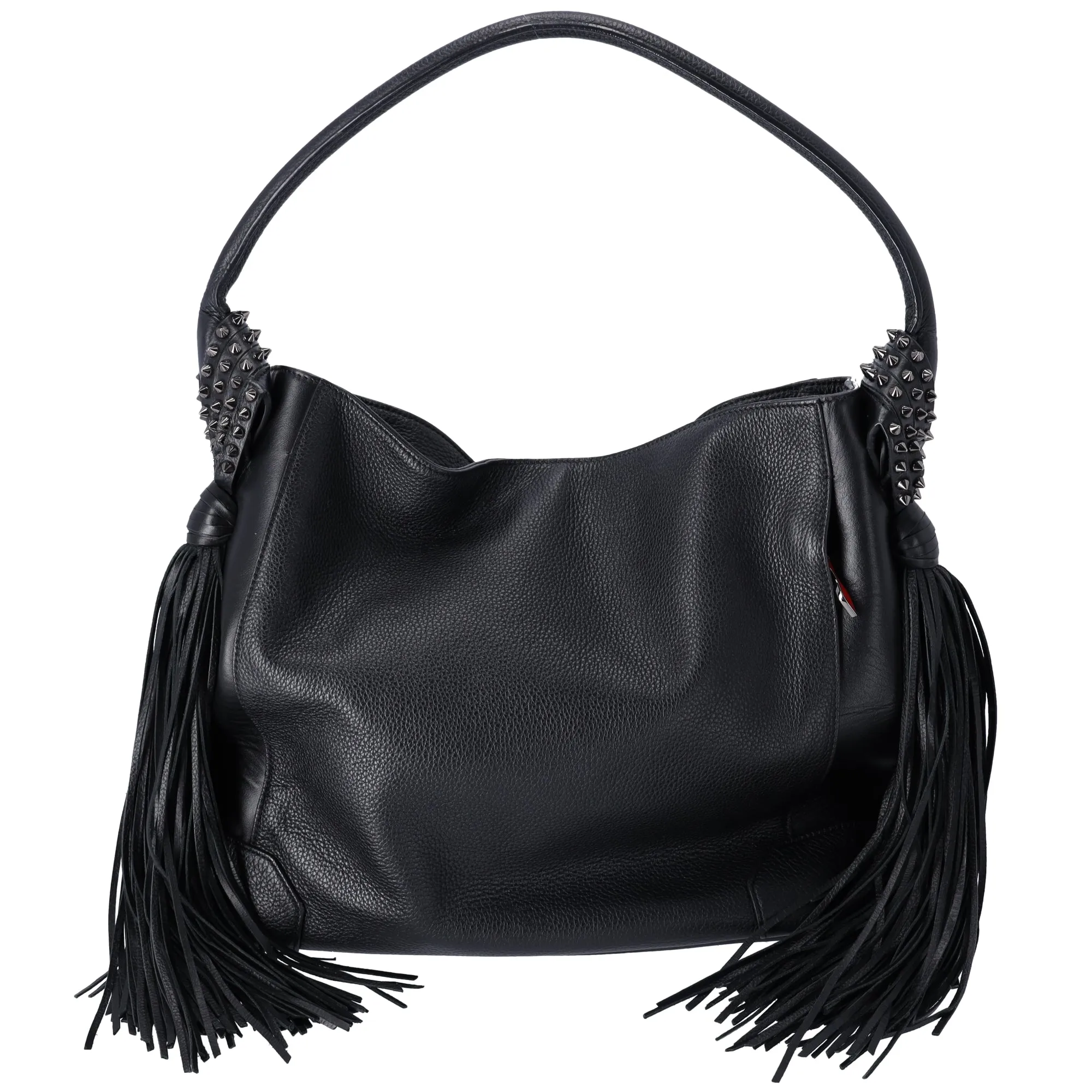 Christian Louboutin Eloise Hobo Shoulder Bag Black Leather Studded Tassle sold by Gaby's Bags