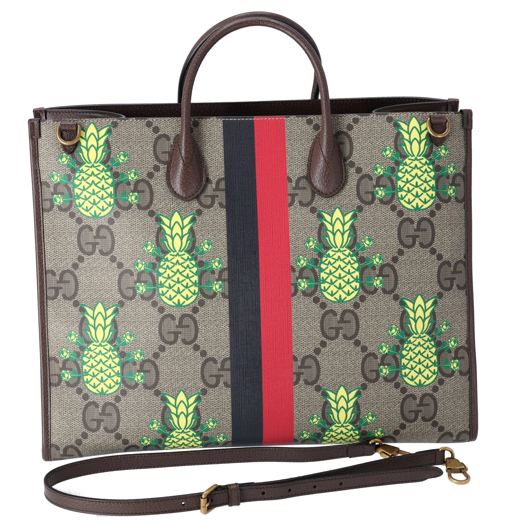 GUCCI Pineapple Tote Bag 659980 Brown Yellow Multi PVC Leather sold by Gaby's Bags product image thumbnail 3