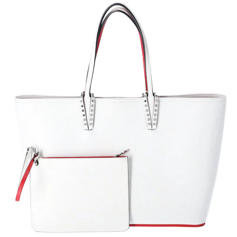 Christian Louboutin Cabata EW Tote Bag White Animal Print Leather w Pouch sold by Gaby's Bags