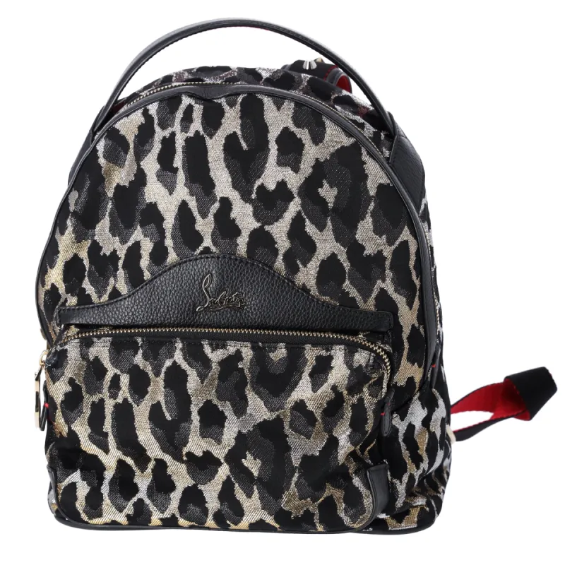 Christian Louboutin Backpack Gold Silver Black Jacquard Leather made by Christian Louboutin