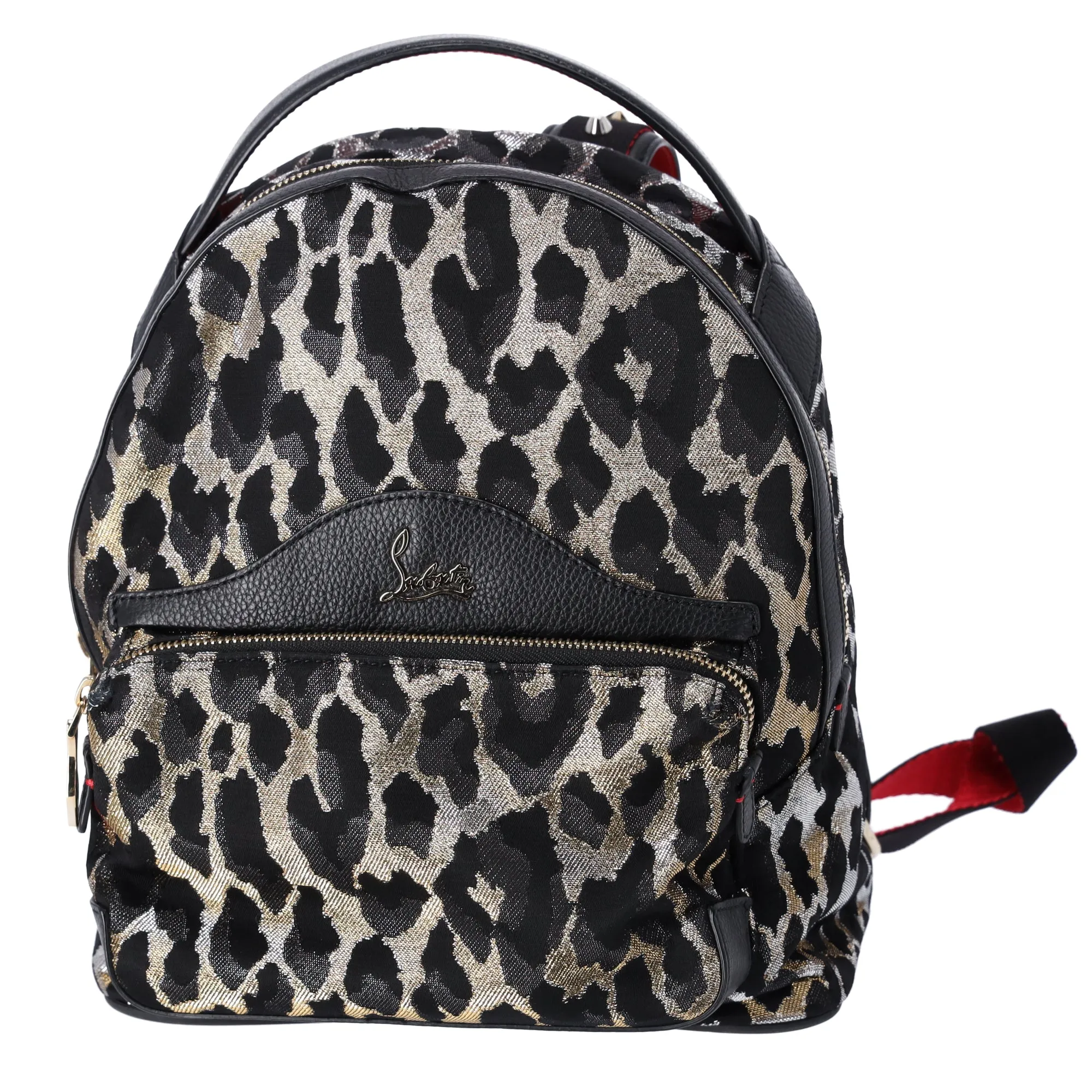 Christian Louboutin Backpack Gold Silver Black Jacquard Leather sold by Gaby's Bags