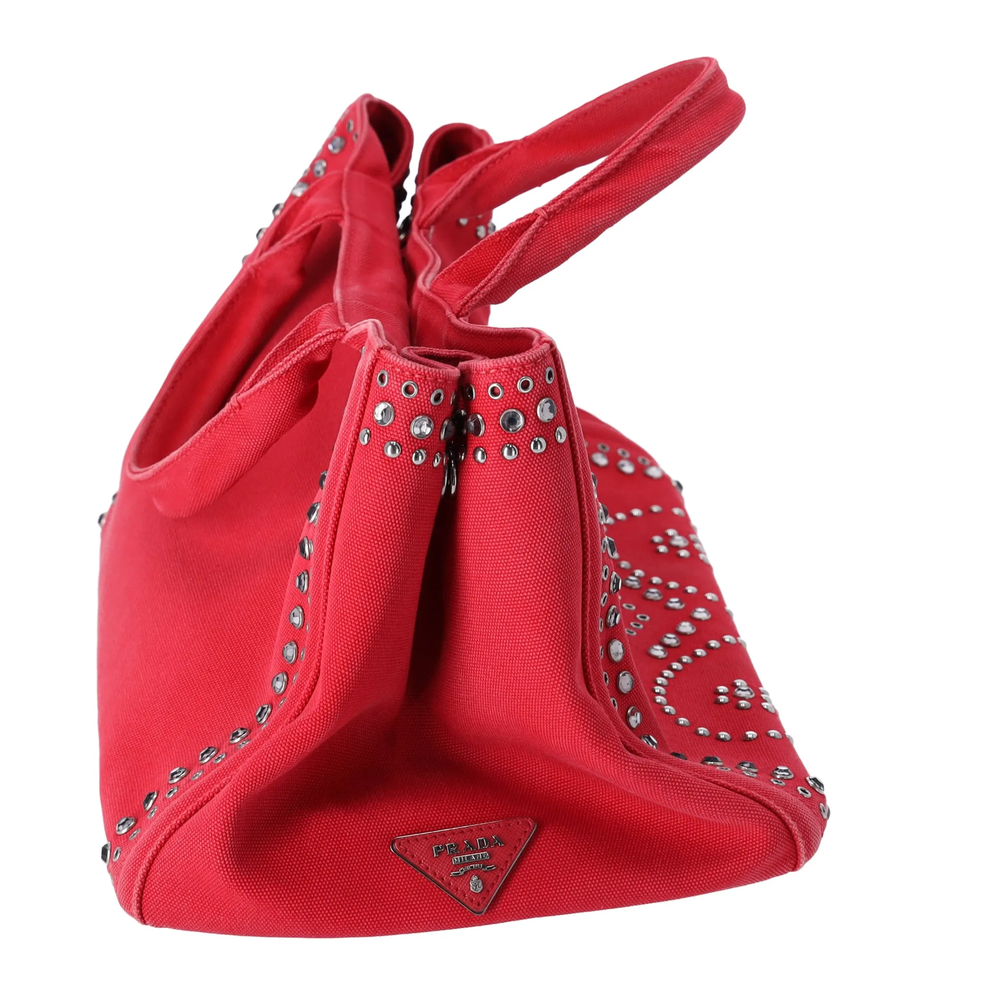 PRADA Canapa Tote Bag BN2642 Red Canvas Red Stones sold by Gaby's Bags product image thumbnail 4