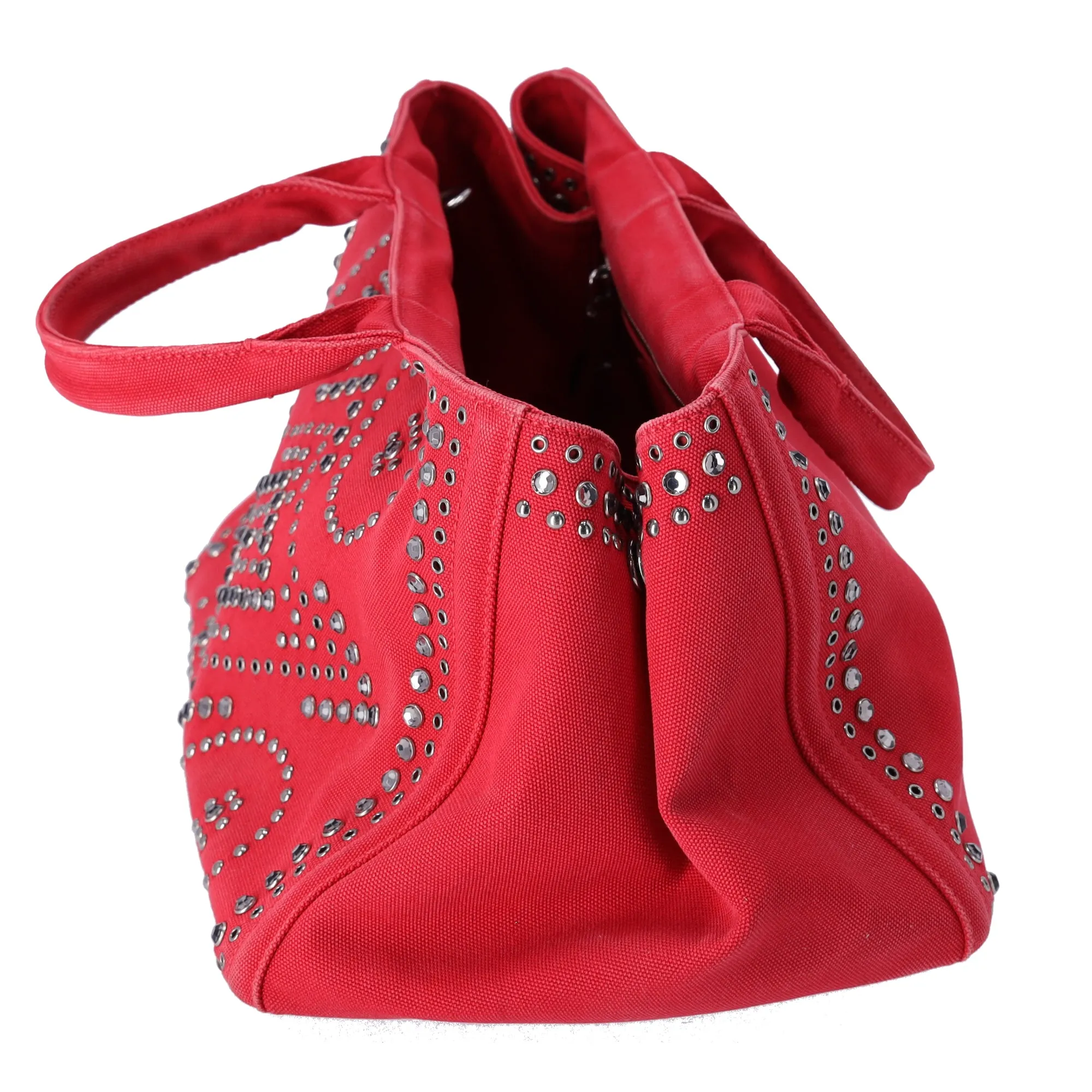 PRADA Canapa Tote Bag BN2642 Red Canvas Red Stones sold by Gaby's Bags product image thumbnail 2