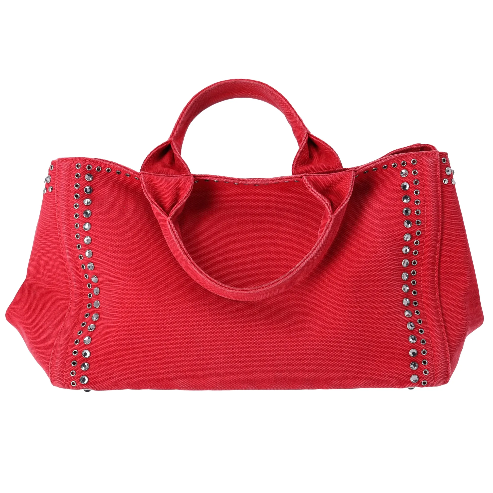 PRADA Canapa Tote Bag BN2642 Red Canvas Red Stones sold by Gaby's Bags product image thumbnail 3