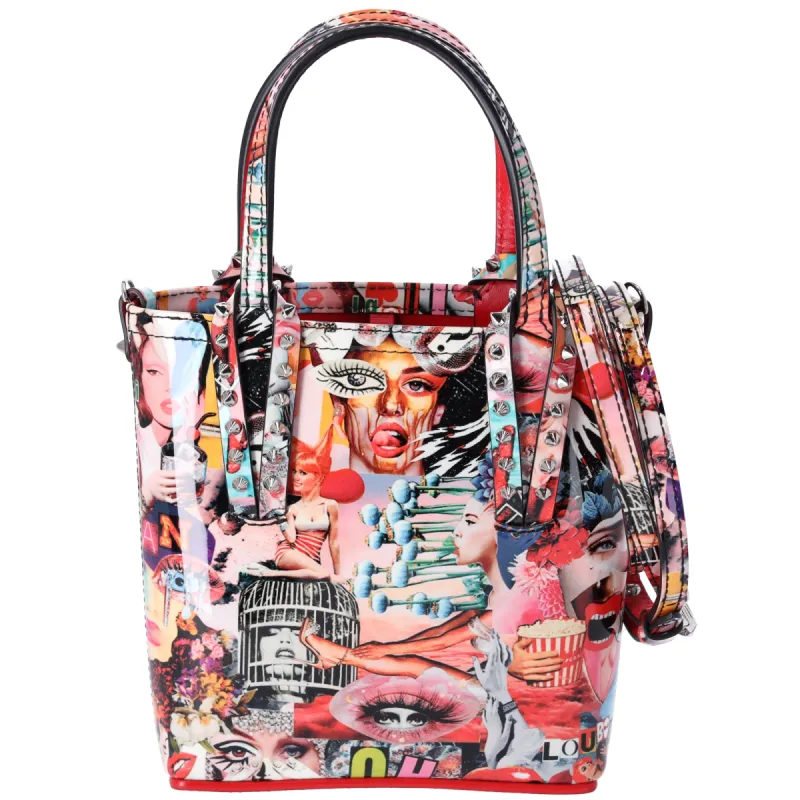 Christian Louboutin Cabata NS Mini Tote Bag Cream Red Multi Patent Leather sold by Gaby's Bags