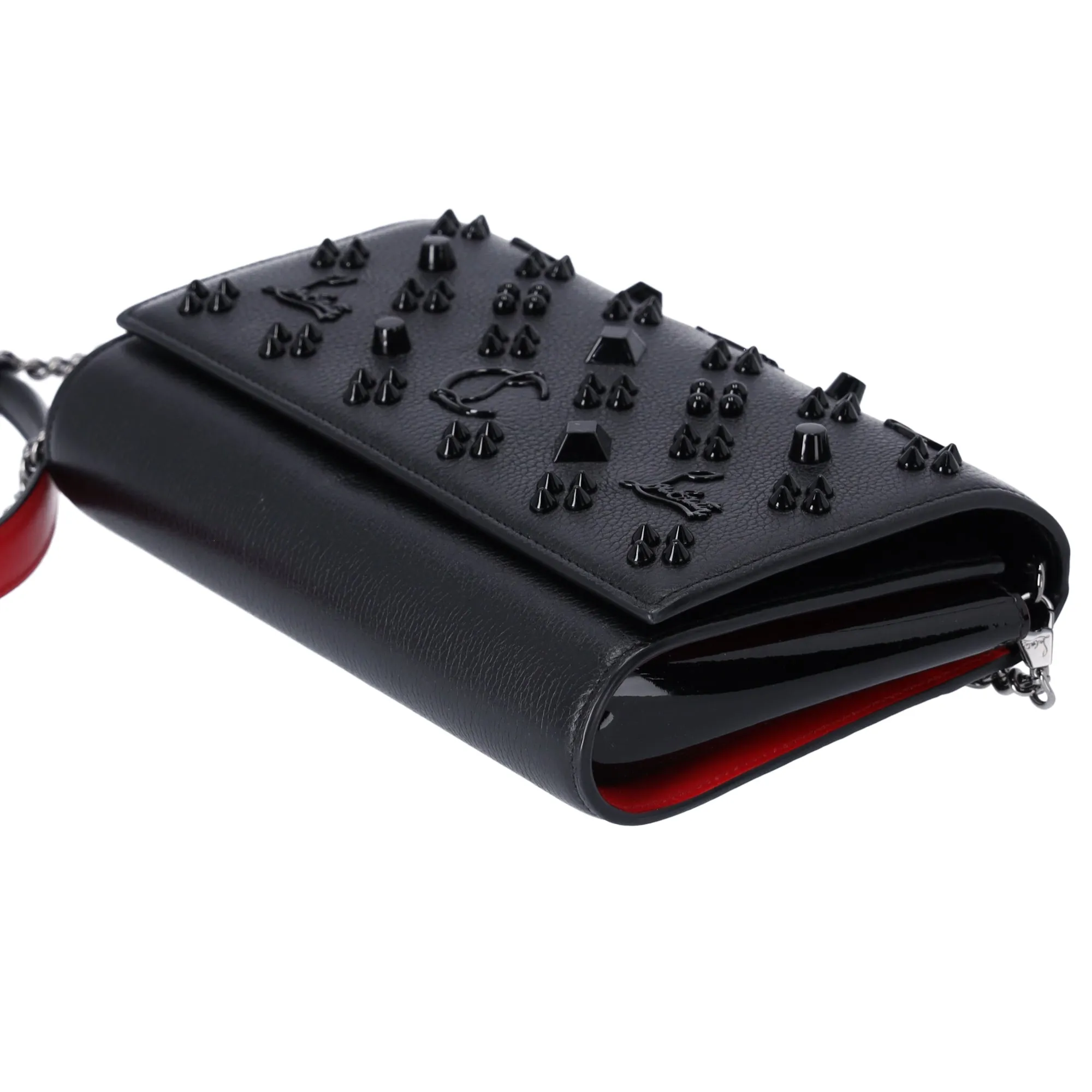 Christian Louboutin Paloma Clutch Crossbody Leather Black on Black Studded sold by Gaby's Bags product image thumbnail 5