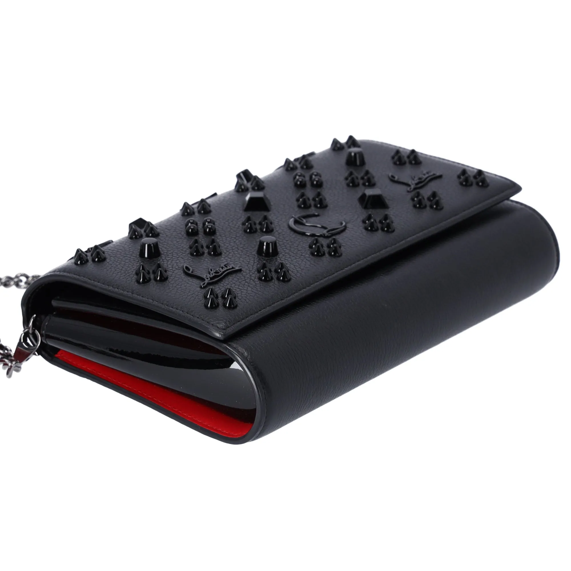 Christian Louboutin Paloma Clutch Crossbody Leather Black on Black Studded sold by Gaby's Bags product image thumbnail 4