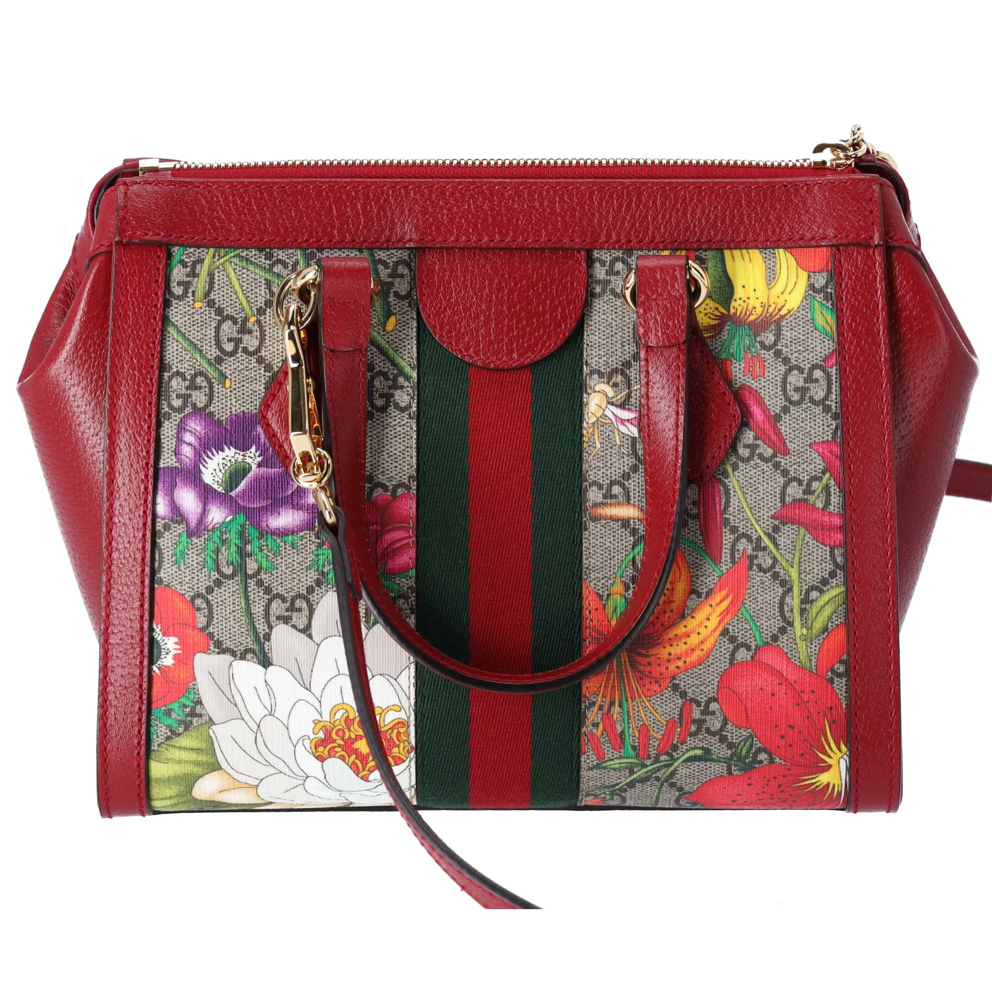 GUCCI Ophidia GG Flora Tote Bag 547551 Brown Red Multi PVC Leather sold by Gaby's Bags product image thumbnail 3