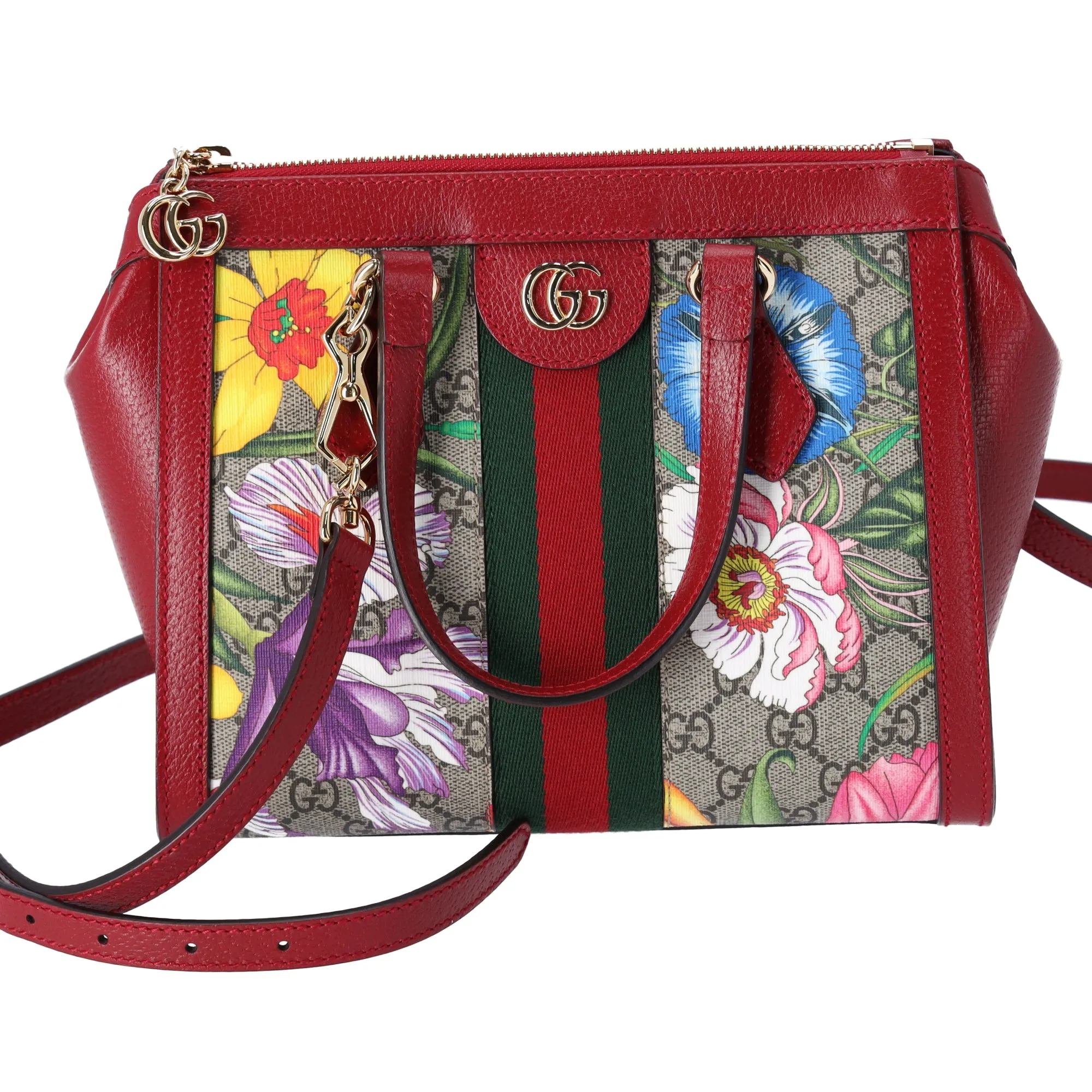GUCCI Ophidia GG Flora Tote Bag 547551 Brown Red Multi PVC Leather sold by Gaby's Bags