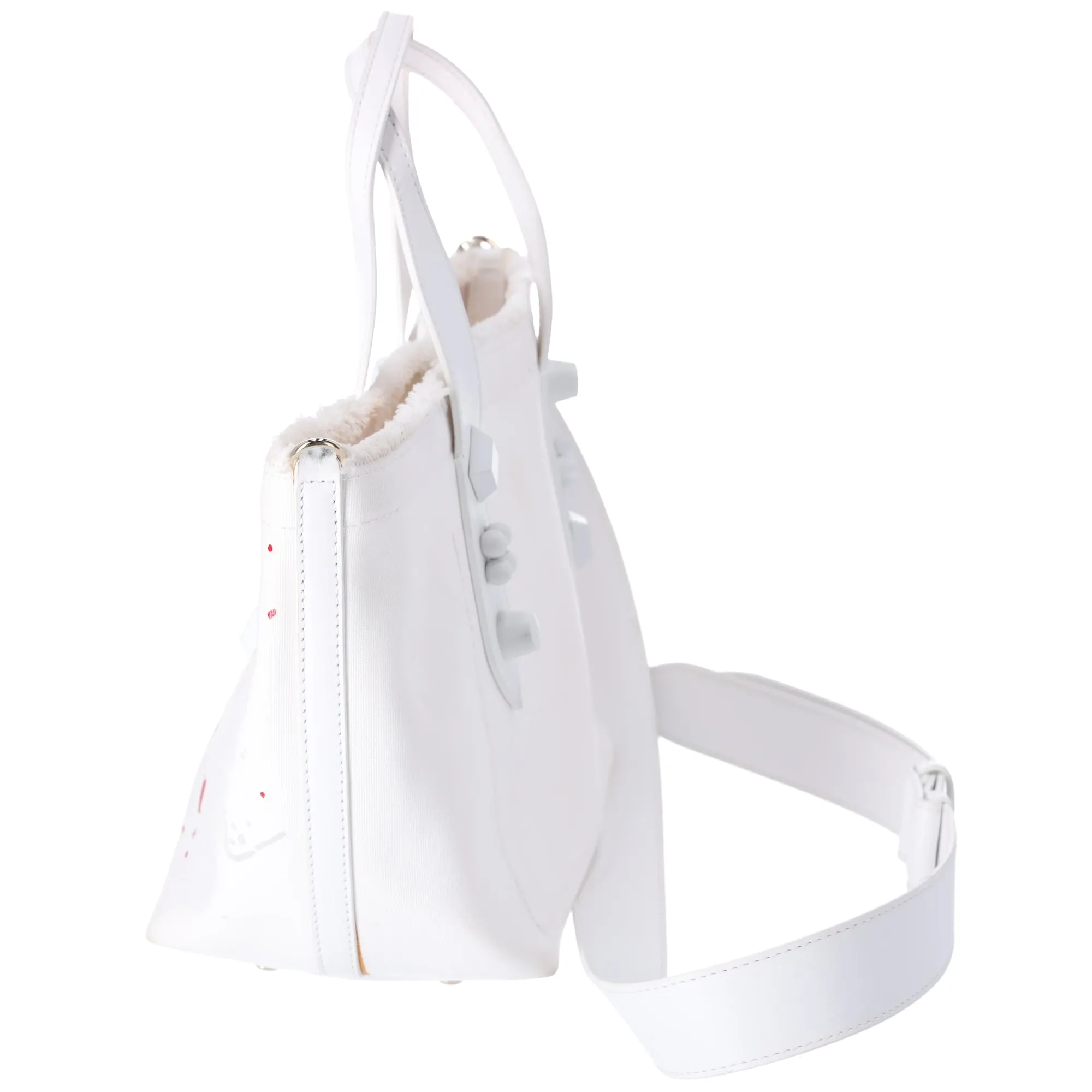 Christian Louboutin Frangibus Small Tote Bag White Canvas Leather Studded sold by Gaby's Bags product image thumbnail 4
