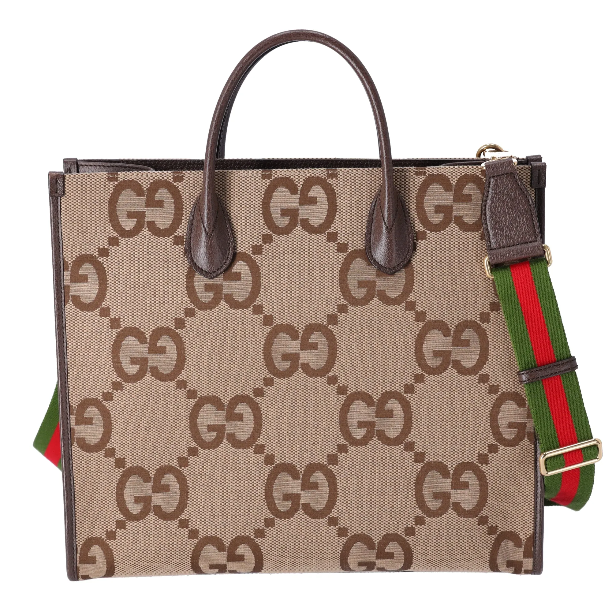 GUCCI Jumbo GG Tote Bag 678839 Beige Dark Brown Jacquard Leather sold by Gaby's Bags