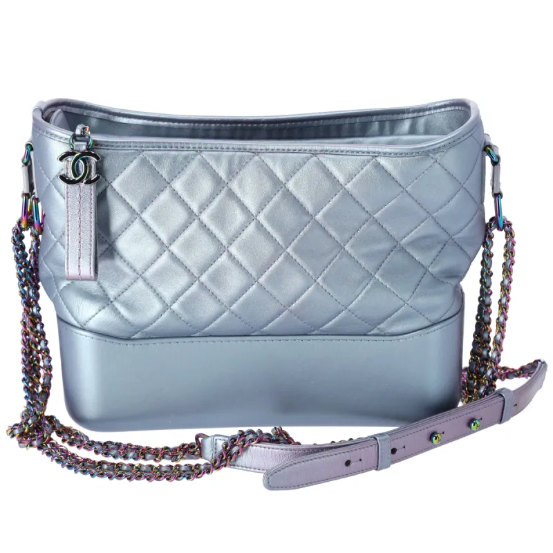 Chanel Medium Gabrielle Hobo Light Purple Blue Iridescent Quilted Calfskin sold by Gaby's Bags